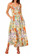 Hunter Cleo Painted Flower Pattern Maxi Dress In Amalfi Tiles In Multi