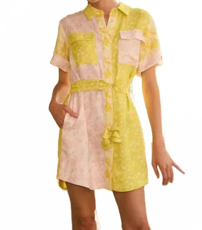 Hunter Colorblock Mini Shirt Dress In Marble Mix In Multi