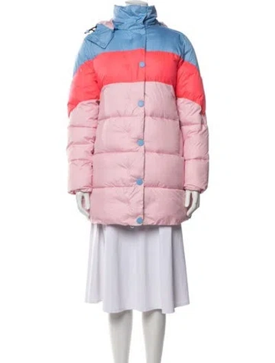 Pre-owned Hunter Colorblock Pattern Down Coat In Pink