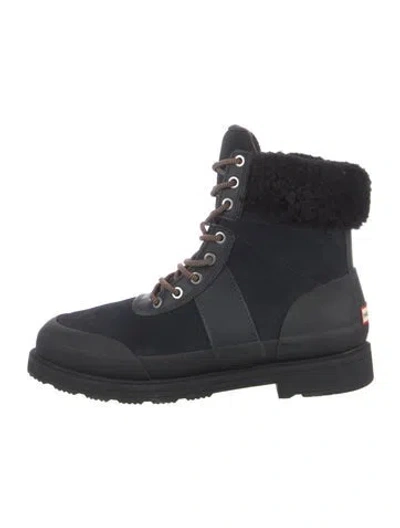 Pre-owned Hunter Combat Boots In Black