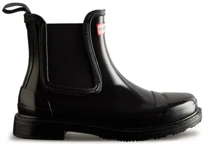 Pre-owned Hunter Commando Chelsea Gloss Rain Boots (women's) Sneakers In Black
