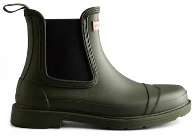 Pre-owned Hunter Commando Chelsea Rain Boots (women's) Sneakers In Dark Olive In Green