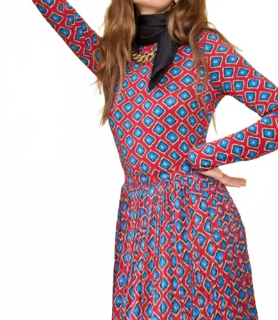 Hunter Connor Long Sleeve Top In Red In Multi