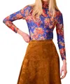 Hunter Connor Turtleneck Top In Watercolor Bouquet In Multi