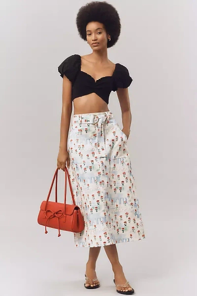 Hunter Coolidge A-line Belted Midi Skirt In Multi