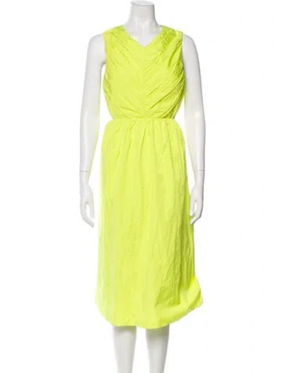 Pre-owned Hunter Cowl Neck Midi Length Dress In Green