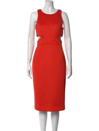 Pre-owned Hunter Crew Neck Knee-length Dress In Orange