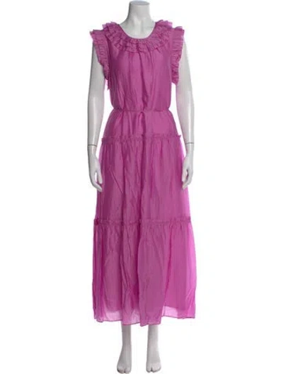 Pre-owned Hunter Crew Neck Long Dress In Purple
