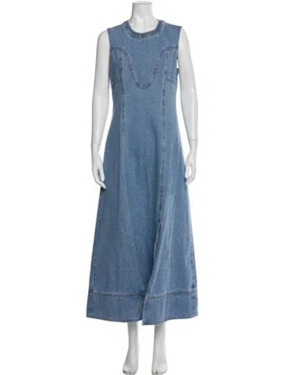 Pre-owned Hunter Crew Neck Long Dress W/ Tags In Blue