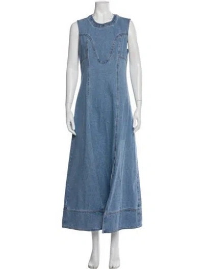 Pre-owned Hunter Crew Neck Long Dress W/ Tags In Blue