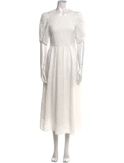 Pre-owned Hunter Crew Neck Long Dress In White