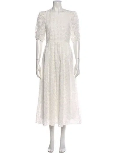Pre-owned Hunter Crew Neck Long Dress In White