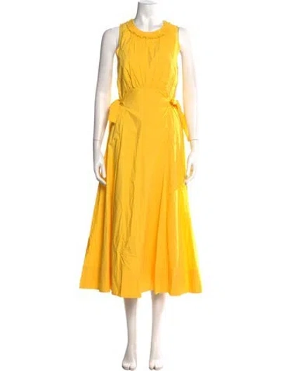 Pre-owned Hunter Crew Neck Long Dress In Yellow