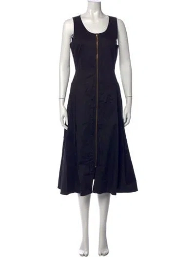 Pre-owned Hunter Crew Neck Midi Length Dress In Black
