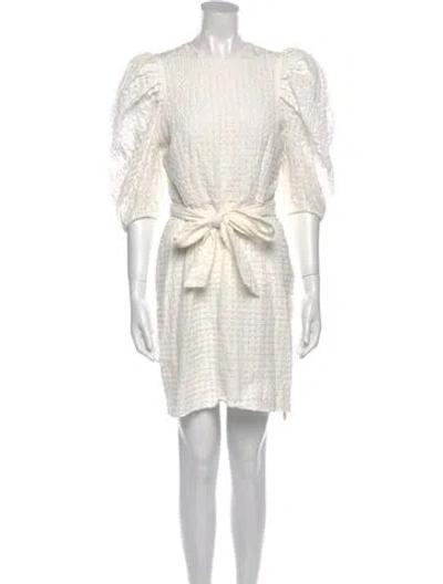 Pre-owned Hunter Crew Neck Mini Dress In White