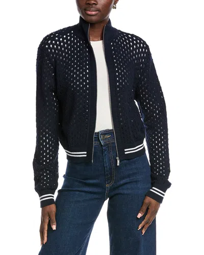 Hunter Cropped Openwork Bomber Jacket In Blue