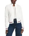 Hunter Cropped Openwork Bomber Jacket In White