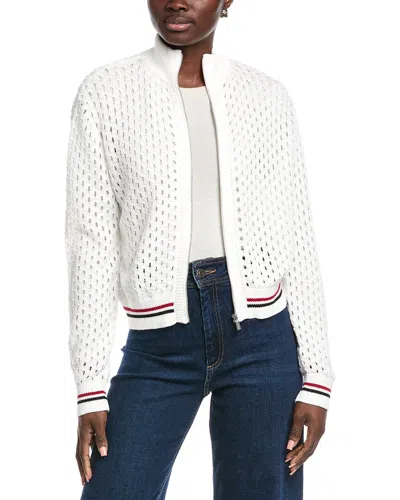 Hunter Cropped Openwork Bomber Jacket In White