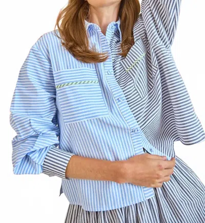 Hunter Hudson Shirt In Croquet Stripe In Blue