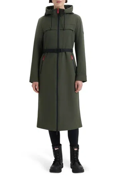 Hunter Crown 2.0 Water Repellent Hooded Softshell Coat In Green