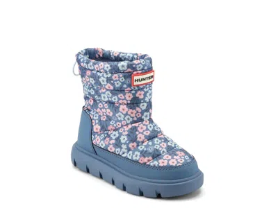 Hunter Cuddles Waterproof Boot Kids' In Blue Floral Print