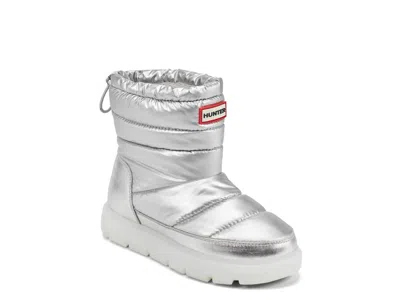 Hunter Cuddles Waterproof Snow Boot Kids' In Silver Metallic
