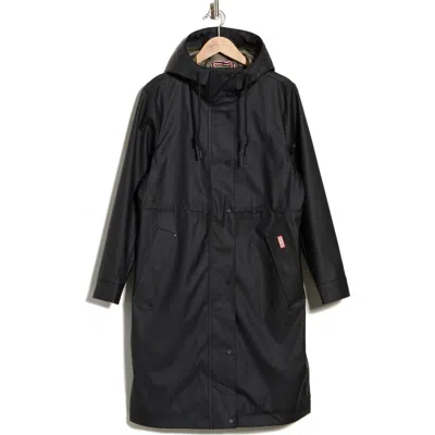 Hunter Darcy Longline Rubberized Rain Coat In Black