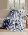 Hunter Designer Reversible Plush Throws, 50" X 70" In Blue