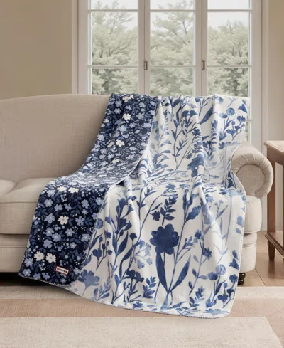 Hunter Designer Reversible Plush Throws, 50" X 70" In Blue