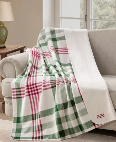 Hunter Designer Reversible Plush Throws, 50" X 70" In White
