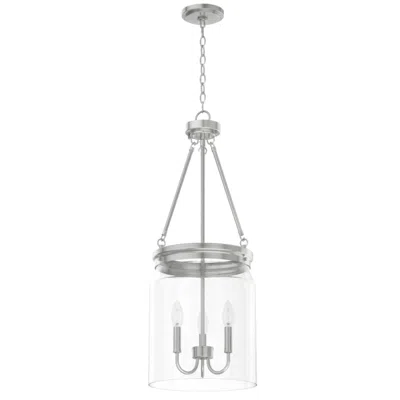 Hunter Devon Park Brushed Nickel With Clear Glass 3 Light Pendant