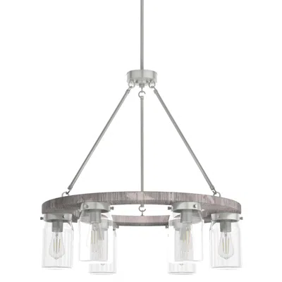 Hunter Devon Park Brushed Nickel With Clear Glass 6 Light Chandelier