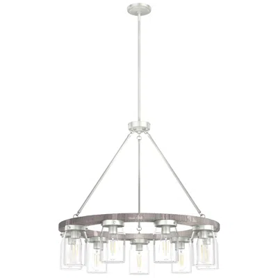 Hunter Devon Park Brushed Nickel With Clear Glass 9 Light Chandelier