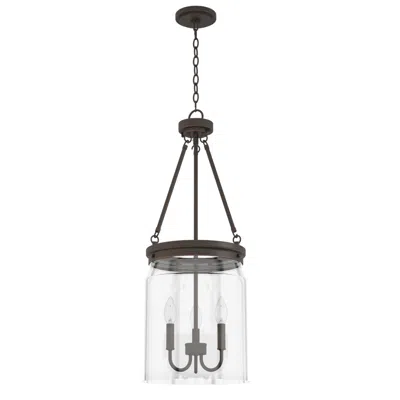 Hunter Devon Park Onyx Bengal 3 Light Pendant In Black