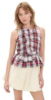 Hunter Doering Peplum Top Carlyle Plaid In Multi