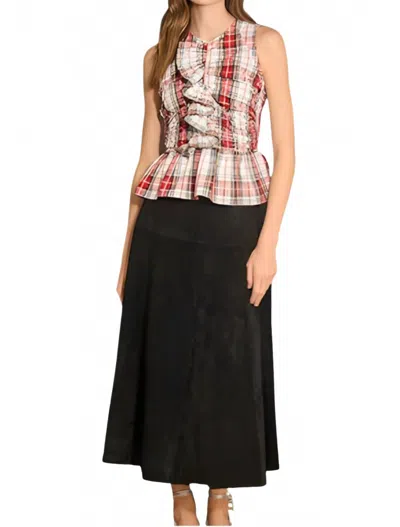 Hunter Doering Sleeveless Top In Carlyle Plaid In Red