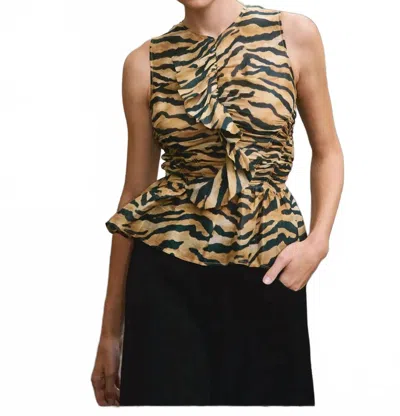 Hunter Doering Sleeveless Top In Tiger In Brown