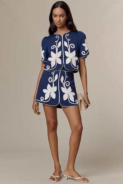 Hunter Dottie Appliqué Mini Skirt In Blue