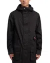 Hunter Downing Coated Cotton Hooded Rain Jacket In Black