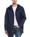 Hunter Sam Padded Rubberized Waterproof Rain Coat In Blue