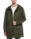 Hunter Downing Coated Cotton Hooded Rain Jacket In Green