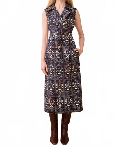 Hunter Dyer Trench Vest In Navy Trellis