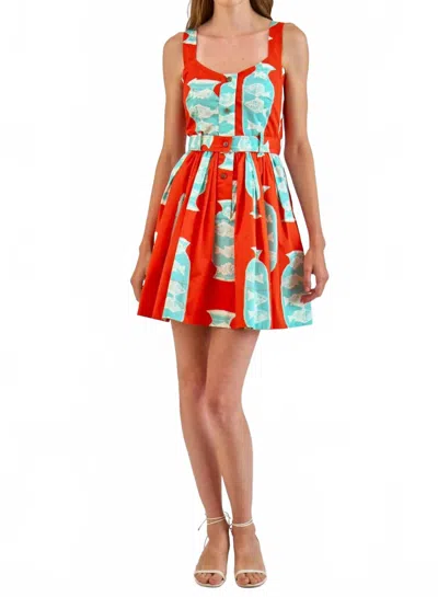 Hunter Eileen Dress In Herring Red In Multi