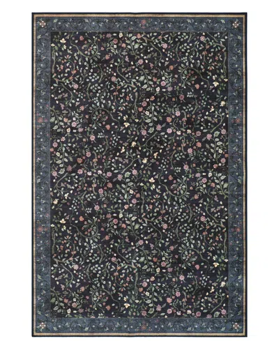 Hunter Eleanor Washable Non-slip Printed Chenille Accent Rug, 72" X 48" In Blue