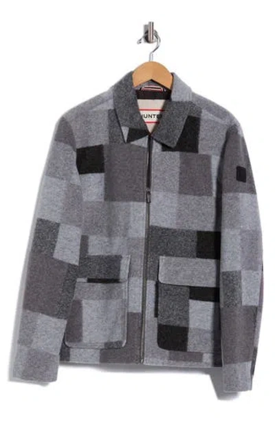 Hunter Elias Boiled Wool Jacket In Grey/ Black