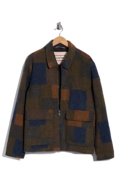 Hunter Elias Boiled Wool Jacket In  Green