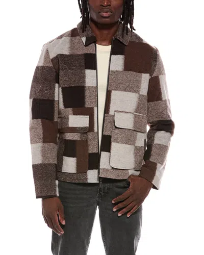 Hunter Elias Boiled Wool-blend Jacket In Brown