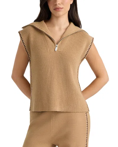 Hunter Embroidery Stitch Half Zip Sweater In Brown