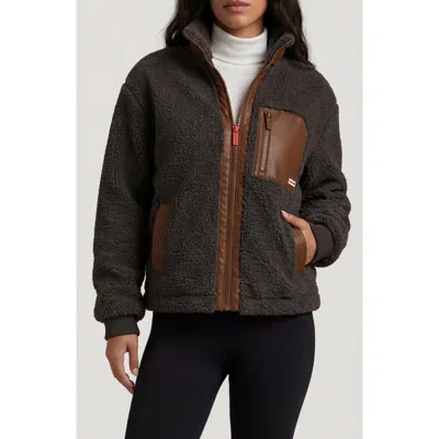 Hunter Emma High Pile Fleece Jacket In Brown