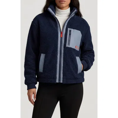 Hunter Emma High Pile Fleece Jacket In Blue
